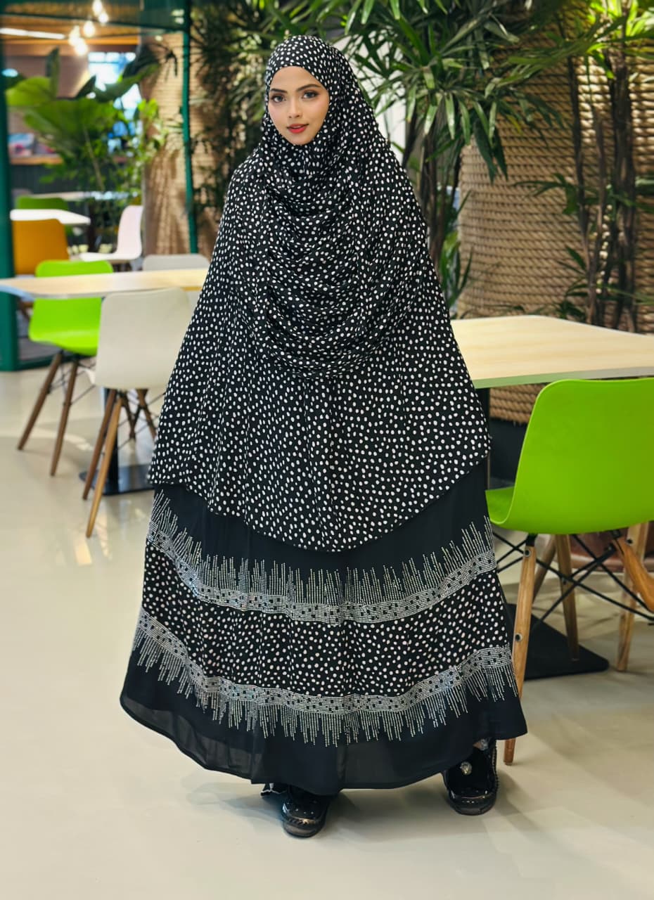 পার্টি কালেকশন বোরকা ও  হিজাব কম্বো সেট 🌸 - এস